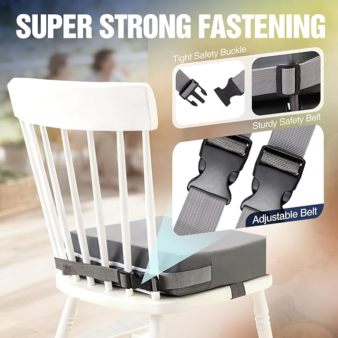 Toddler Booster Seat for Dining Table - Portable PU Waterproof Kitchen Chair Booster Cushion, Non-Slip Safe Toddler Seat for Table Eating (Fits Most Chairs)