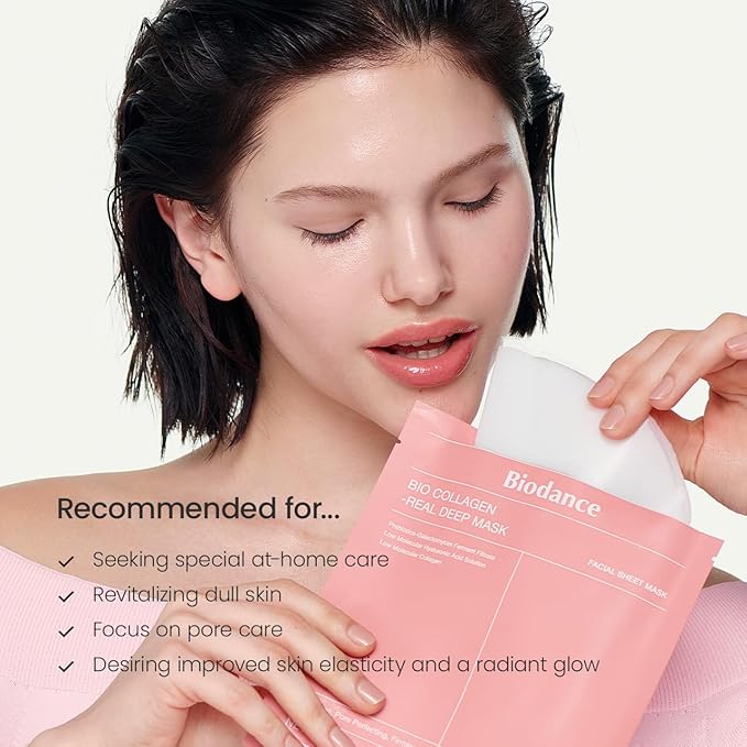 BIODANCE Bio-Collagen Real Deep Mask, Hydrating Overnight Hydrogel Mask, Pore Minimizing, Plumping, Elasticity Improvement, Korean Skin Care, Gifts for Women | 1.19oz(34g) x 16ea