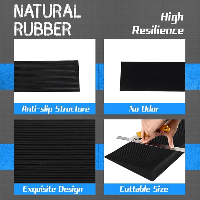 1" Rise Threshold Ramp for Doorways, 2204 LBS Capacity Rubber Threshold Ramp, Non-Slip Driveway Curb Ramps Handicap Ramp for Wheelchair Scooter Stroller, Cuttable and Adjustable Size