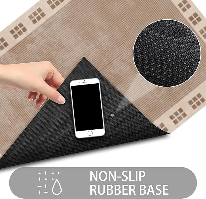 Ultra Thin Door Mat Indoor Entrance, 1/10 in Thin Door Mats for Inside Entry, Non-Slip Rubber Backing Washable Doormat, Fade Resistant, Absorbent, Low Profile Dirt Trapper, 35"X24"