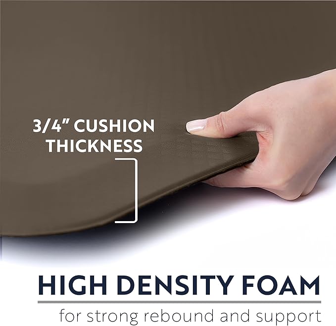 KANGAROO Thick Ergonomic Anti Fatigue Mats for Kitchen Floor, 39x20, Cushioned Standing Office Desk Mat, Waterproof Scratch Resistant Topside, Supportive All Day Comfort Padded Foam Rugs, Cappuccino