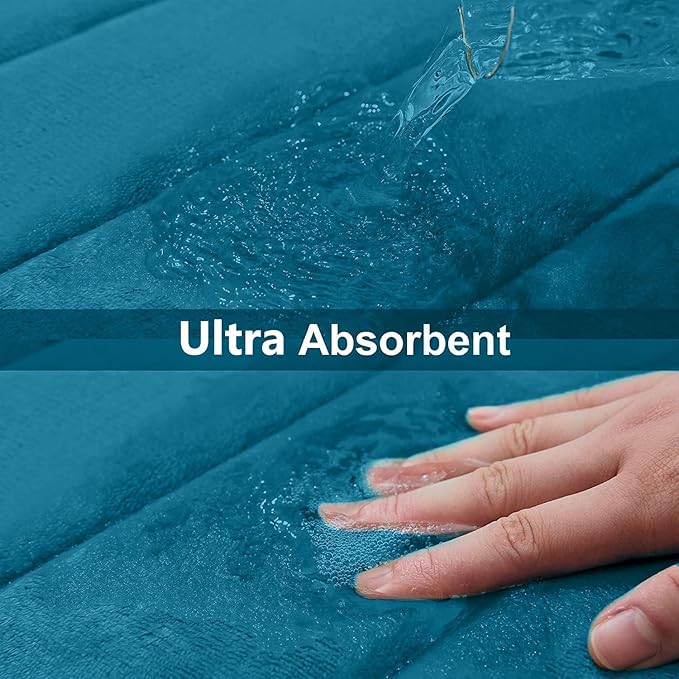 Buganda Memory Foam Bath Mat, 59" x 20", Ultra Soft and Non-Slip Bathroom Rugs, Water Absorbent and Machine Washable Bath Rug Runner for Bathroom, Shower, and Tub, Peacock Blue
