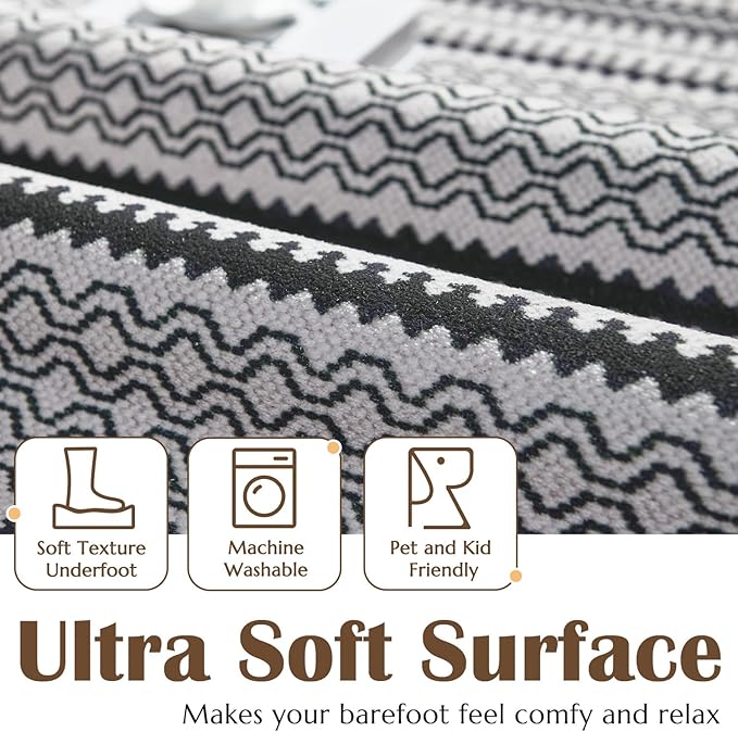 jinchan Geometric Honeycomb 8x10 Area Rugs - Moroccan Machine Washable Low-Pile Stain Resistant Modern Ultra-Thin Non-Slip Carpet for Kitchen Living Room Bedroom Dining Room (8x10ft, Black)