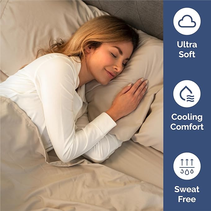 Split King 7 Piece Sheet Set - Cooling & Breathable Bed Sheets - Hotel Luxury Bed Sheets for Women, Men, Kids & Teens - Deep Pocket Bedding w/Easy Fit - Soft & Wrinkle Free - Split King Cream Sheets