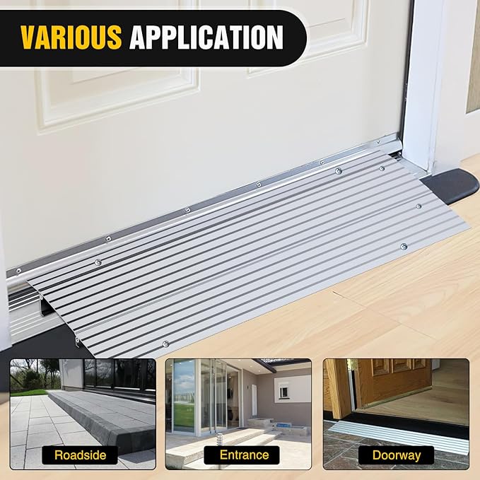 Nilight Door Threshold Ramp, 2" Rise Portable Aluminum Wheelchair Door Entry Ramps for Doorways Stairs Home Steps