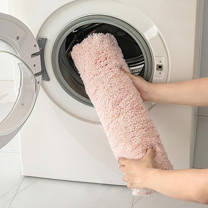 MIULEE Pink Bathroom Rug - Large Absorbent Bath Mat Made of Thick Fluffy Microsiber for Bathroom Floor, Tub, Kitchen and Hallway, Non Slip Rubber Backside, Machine Washable - Blush, 24x36 Inches