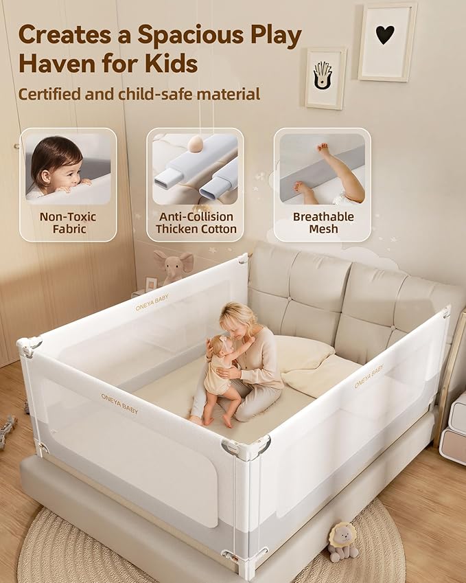 Baby Bed Rail Guard for Toddlers, Reinforced 39in Toddler Bed Rails for Twin Bed with Height Adjustable, Extral Tall Child Safety Side Railing Guards/Bedrail for Kids, White/Grey, 1 Side 39" Lx28 H