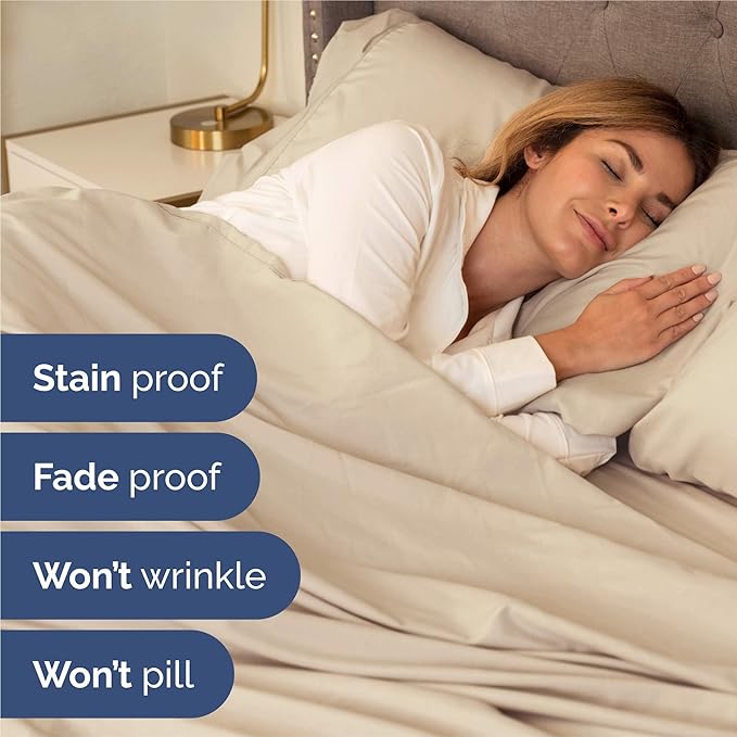 Split King 7 Piece Sheet Set - Cooling & Breathable Bed Sheets - Hotel Luxury Bed Sheets for Women, Men, Kids & Teens - Deep Pocket Bedding w/Easy Fit - Soft & Wrinkle Free - Split King Wheat Sheets