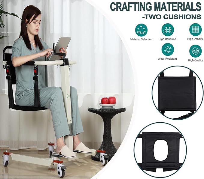 Patient Lift Transfer Chair, Patient Lift Wheelchair for Home, Wheelchair Lift for Home Portable Car Transfer Lift Chair for Disabled and Elderly Nursing, Height/Width Adjust (Upgraded Backrest)