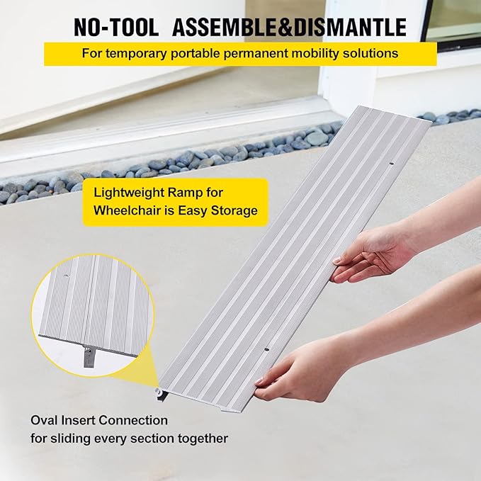 Door Threshold Ramp 1" Rise Door Ramp Aluminum Entry Ramp or Doorways Rated 800 lbs Load Capacity forWheelchair Scooters Power Chairs Walkers