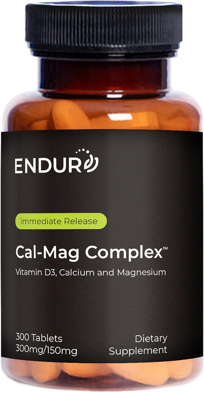 Endur Cal-Mag Complex, Bone & Heart Support for Active Lifestyles, Calcium and Magnesium with Vitamin D3, Gluten Free, 300 Tablets
