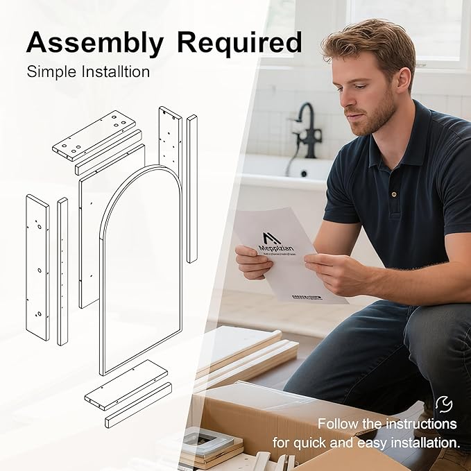 Recessed Medicine Cabinet for Bathroom,Black Arched Medicine Cabinet with Mirror,Bathroom Mirror with Storage,Surface Mount Wall Cabinet 14x18