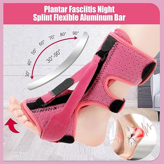 Plantar Fasciitis Night Splint-Upgrade 3 Adjustable Planter Facetious Relief Brace,Plantar Fasciitis Relief Women Men Straps,Support Relief Foot Drop Achilles Tendonitis Day Night(Pink-2PC)