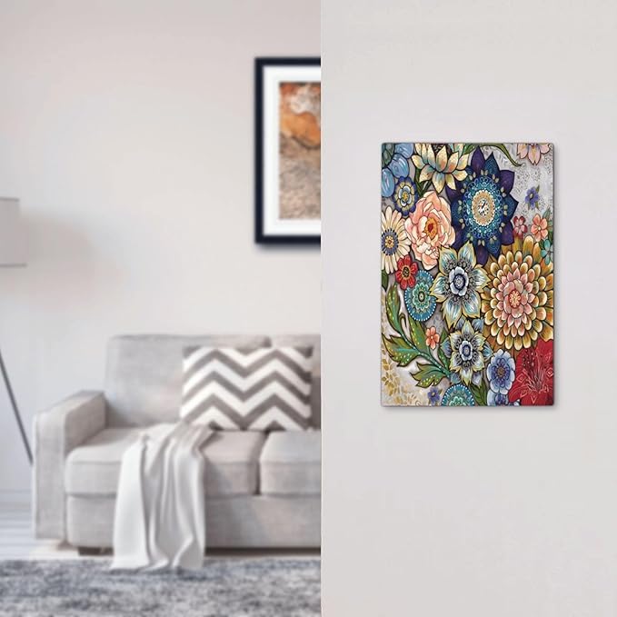Boho Floral Colorful Floral Multi Color Flower Light Switch Cover Plate 1 Gang No Device Blank Electrical Wall Plates Faceplate Decorative Switch Plate Covers for Bedroom Living Room Home Decor