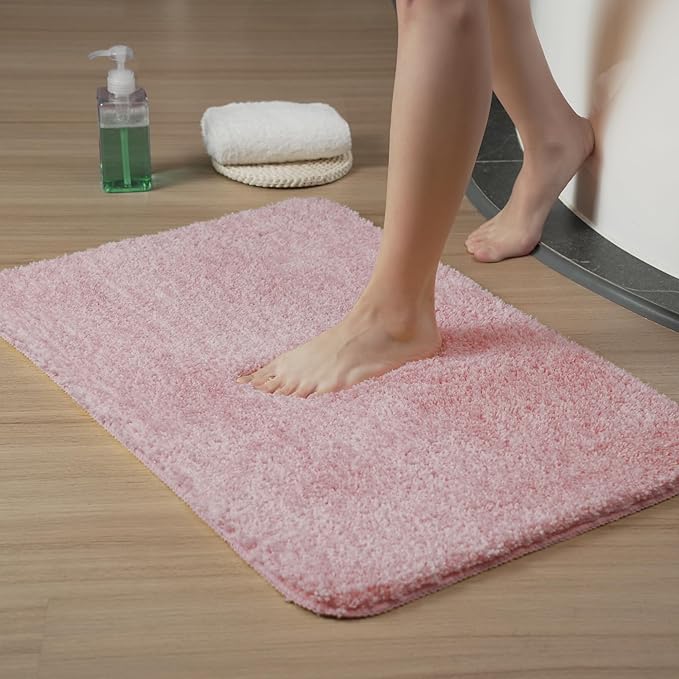 Luxury Quick Dry Non-Slip Bathroom Rugs【20'' x 30'' Cherry Pink】 Highly Absorbent Washable and Ultra Soft, Extra Thick Fluffy Bath Mats for Shower/Kitchen/Bathtub Floor