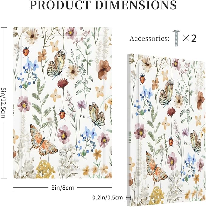 Boho Multicolor Flower Butterfly Insect Floral Light Switch Cover Plate 1 Gang No Device Blank Electrical Wall Plates Faceplate Decorative Switch Plate Covers for Bedroom Living Room Decor