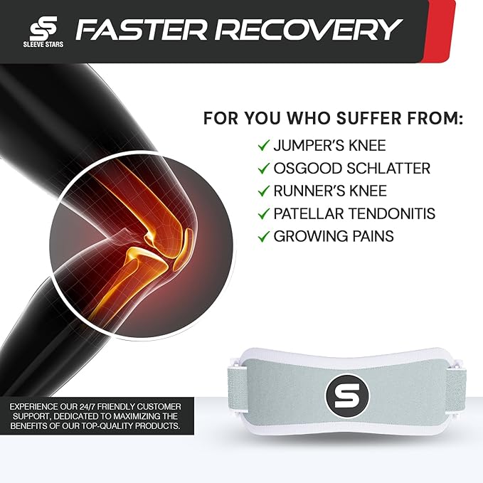 Sleeve Stars Swedish Brand Patellar Tendon Support Strap for Women & Men Effective Osgood Schlatter Knee Brace Youth & Kids Knee Brace with 3 Adjustable Length fits 7"-15" (Single/Mint Green/Kids)