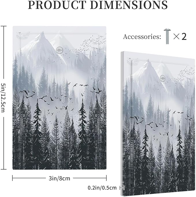 Misty Forest Nature Tree Mountain Birds Light Switch Cover Plate 1 Gang No Device Blank Electrical Wall Plates Faceplate Decorative Switch Plate for Bed Room Living Room Decor