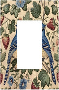 Decorative Outlet Covers Vintage Floral Bird Strawberry Thief William Morris 1 Gang Single Rocker Light Switch Cover Plate Wall Plates GFCI Faceplate for Bedroom Home Decor