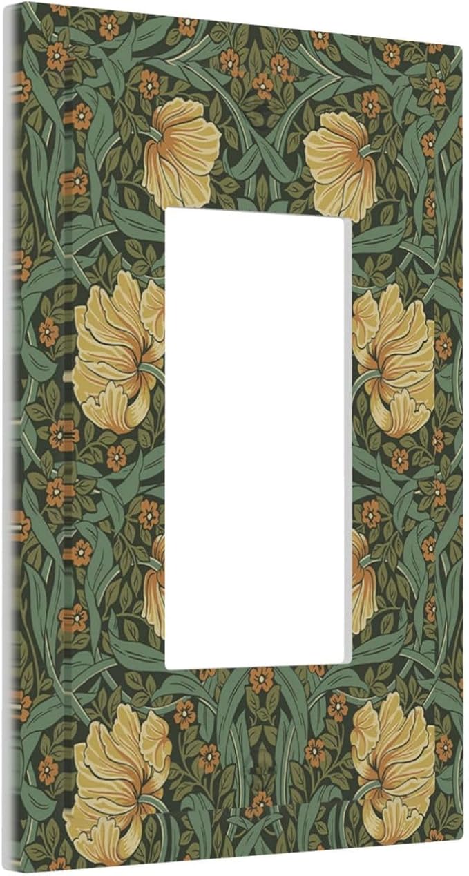 Decorative Outlet Covers William Morris Floral Vintage Flowers Pattern 1 Gang Single Rocker Light Switch Cover Plate Wall Plates GFCI Faceplate for Bedroom living Room Decor