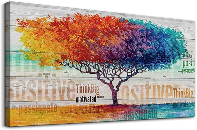 Lapremoly Large Size Canvas Wall Art - Abstract Painting Color Tree Wall Pictures - Ready To Hang - Living Room, Bedroom, Office - 30"X60"