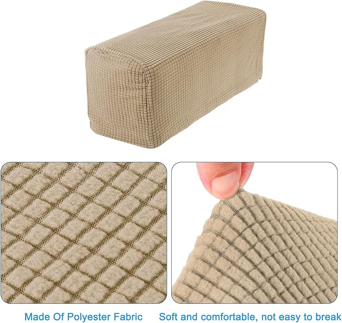uxcell 2pcs Stretch Armrest Covers for Chairs/Sofas, Couch Arm Covers with Twist Pin, Furniture Protector Slipcovers Sand