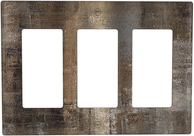 Light Switch Covers Old Vintage Copper Rustic Rusty Modern Tan Brown 3 Gang Rocker Electrical GFCI Decorative Triple Outlet Wall Plate Cover Switchplate for Farmhouse Cabin Decor