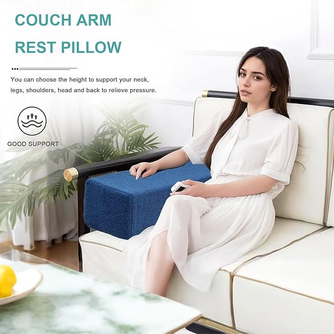 Couch Arm Rest Pillow, High Density Foam Armrest Cushion Removable Pillowcase Washable Elbow Support, Thicken High Density Foam Pad for Recliner Sofa, Bed, Armchair(9,25.6X5.9X5.9in)