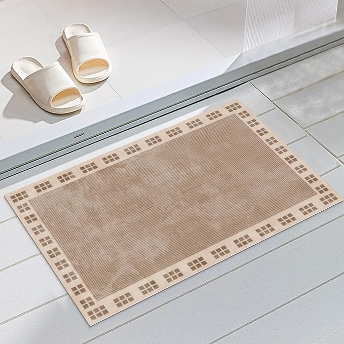 Ultra Thin Door Mat Indoor Entrance, 1/10 in Thin Door Mats for Inside Entry, Non-Slip Rubber Backing Washable Doormat, Fade Resistant, Absorbent, Low Profile Dirt Trapper, 30"X17"