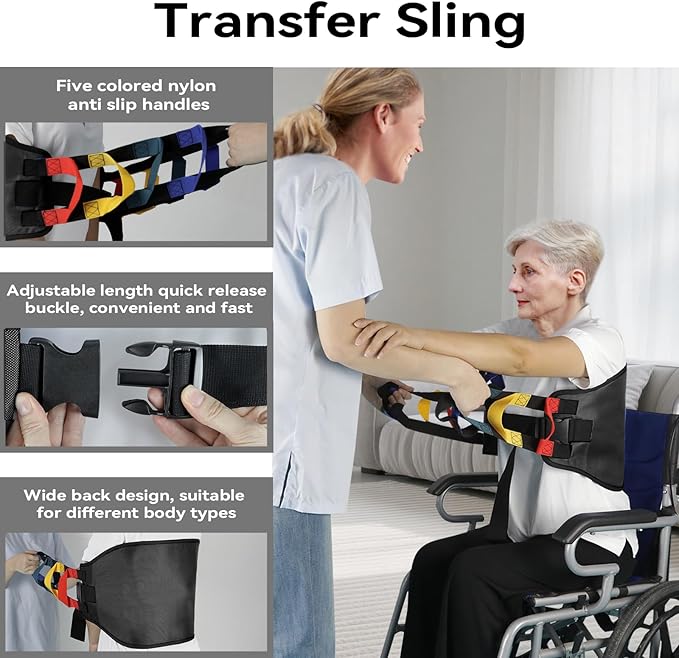 Transfer Belt Transfer Sling for Nursing Patients, Standing & Supports & Transfer Aids for Elderly, Gait Belt for Patient Care, Transfer Belt for Bedridden Patient