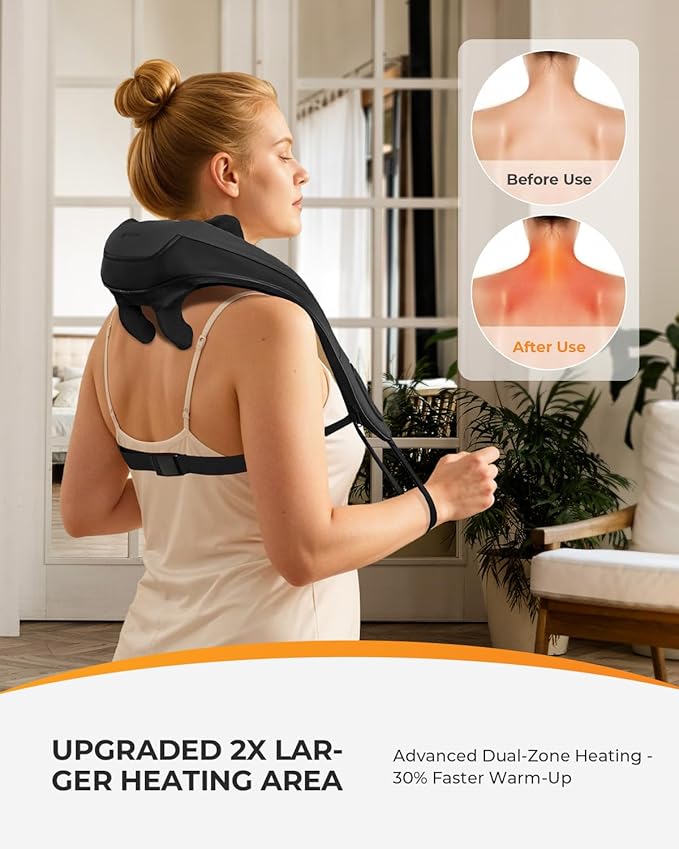 CooCoCo Upgraded Cordless Neck Massager - FSA Eligible, Back Massager for Pain Relief Deep Tissue, Shoulder Massager with Heat, 6D Shiatsu Kneading, HSA Approved Electric Rechargeable Massager