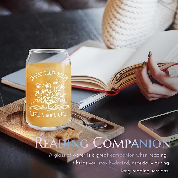 Book Lovers Gifts for Readers: Bookish, Reading & Book-Themed Gifts for Teachers, Librarians & Kids - Mothers Day, Graduation & Birthday Gift - 16oz Glass Cup