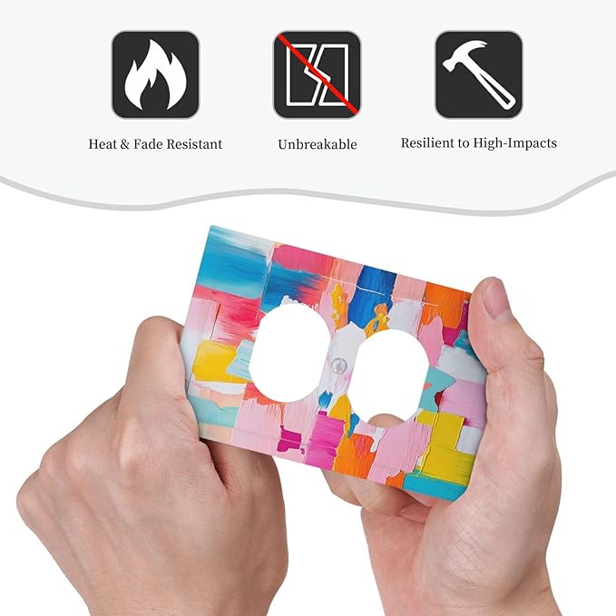 Outlet Covers Multicoloured Modern Watercolor Oil Painting 1 Gang Duplex Wall Plate Decorative Switch Plates Electrical Receptacle Faceplate Light Switch Cover for living Room Bedroom Decor