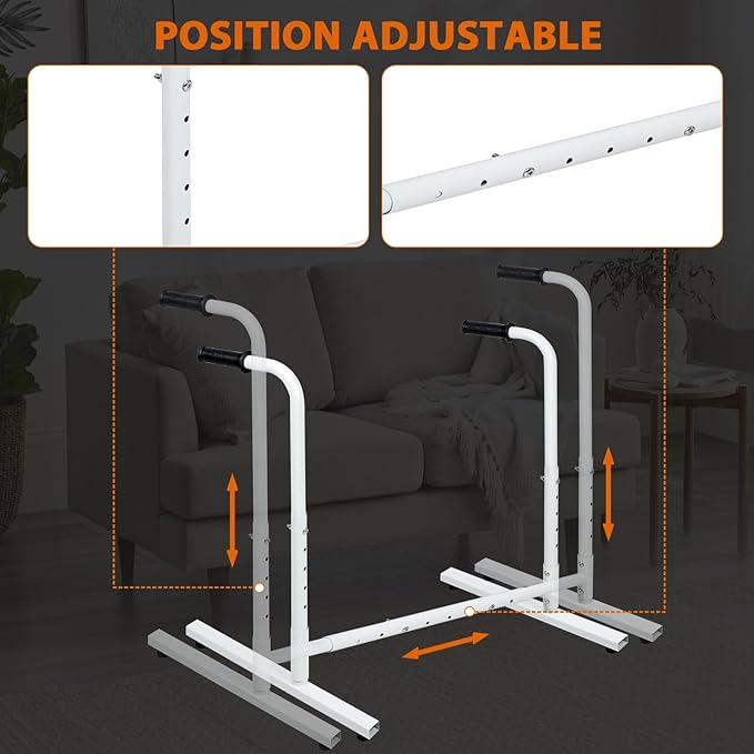 Heavy-Duty Adjustable Stand Assist Aid for Elderly - 500 lbs Capacity, Portable Sit-to-Stand Lift Assist for Couch, Chair & Bed - Non-Slip Covers, Easy Assembly, White