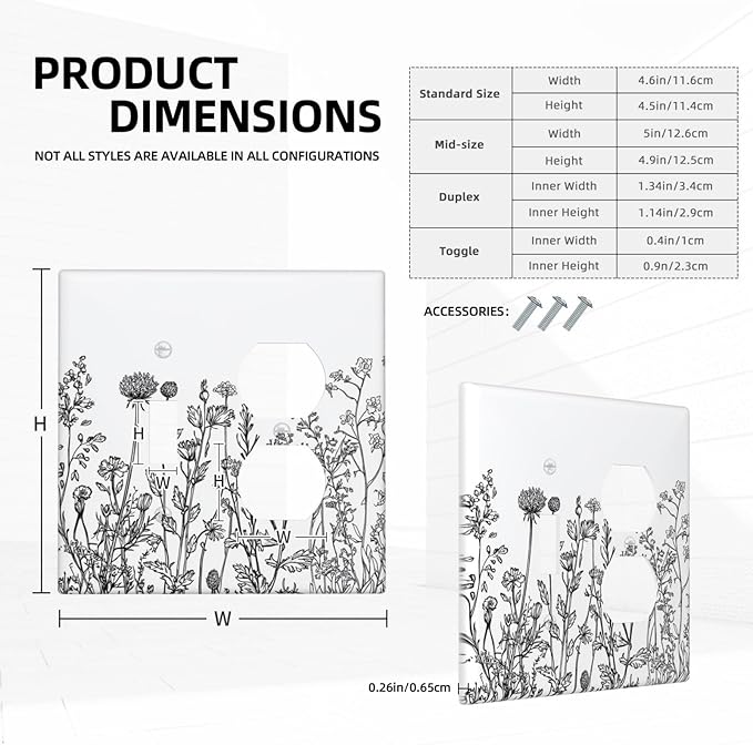 Wallplates Floral Wildflower Rustic Plant Leaves 1 Toggle 1 Duplex Switch Plate Electrical Gfci Faceplate Decorative Light Switch Covers For Farmhouse Cabin Decor