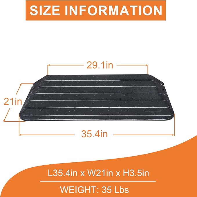 OrangeStar Rubber Threshold Ramp for Doorways, 3.5" Rise Non-Slip Wheelchair Ramp, 33000lbs Load Capacity, Rubber Curb Ramp for Wheelchair, Scooter