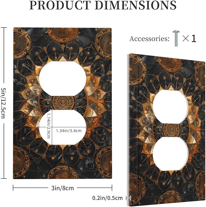 Cool Colorful Mandal Flowers Boho Floral Outlet Covers 1 Gang Duplex Light Switch Cover Decorative Switch Plates Electrical Receptacle Faceplate Wall Plate for Bed Room Living Room Decor