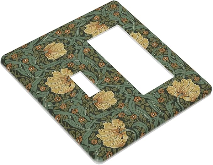 Outlet Covers William Morris Floral Vintage Flowers Pattern 1 Toggle 1 Rocker Combination Decorative Wall Plate Electrical Switch Plates Light Switch Cover Plate for Bedroom living Room Decor
