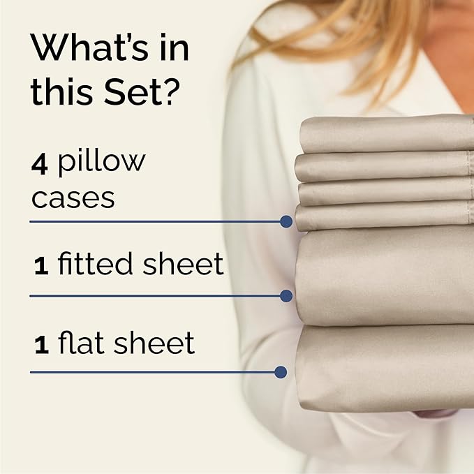 Cal King 6 Piece Sheet Set - Cooling & Breathable Bed Sheets - Hotel Luxury Bed Sheets for Women, Men, Kids & Teens - Bedding w/Deep Pockets & Easy Fit - Soft & Wrinkle Free - Cal King Wheat Sheets