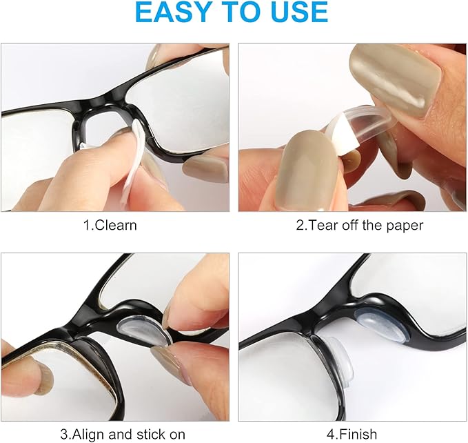 20 Pairs (Clear) SURMAP Eyeglass Nose Pads, Comfort Soft Silicone Glasses Nose Pad, Anti-Slip Heighten Air Chamber Glasses Grips for Eyeglasses and Sunglasses, Adhesive with Sticky Backing