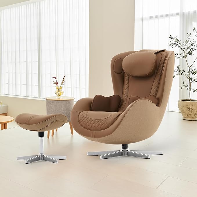 Nouhaus NOU Campo Heated Massage Chair,Full Body Massaging Zero-Gravity Leisure Recliner with Low-Noise 3D Massage and Dual Sound Systems Modern Massage Chairs (Dark Caramel)