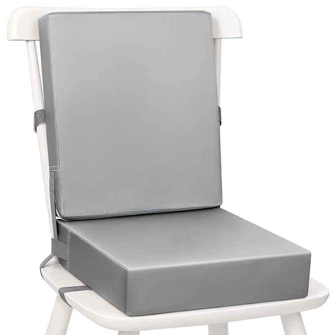 Toddler Booster Seat for Dining Table - PU Waterproof Booster Seat for Dining Table with Backrest & Adjustable Safety Belts Non-Slip Bottom Booster Chair Cushion for Kids Child Baby