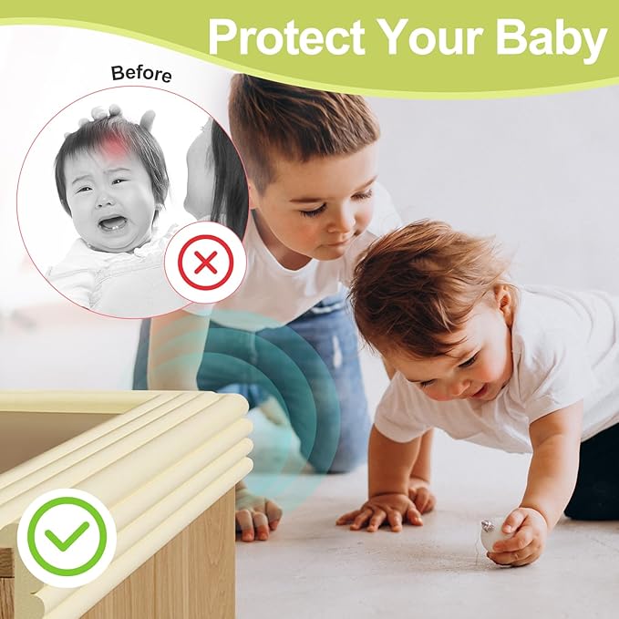 Baby Proofing Wall Corner Protector,Edge Guard Corner Protector,6.56ft Thinken Soft Corner Protectors Pre-Taped Soft Rubber Foam Edge Cushion for Furniture (Brown-L, 6.56Ft x 7.8" W x 0.47" Th)