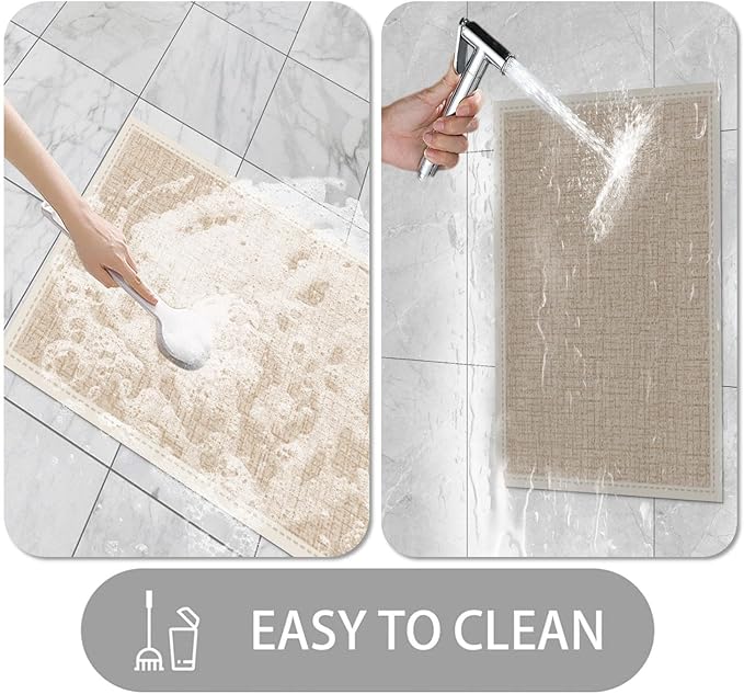 Ultra Thin Door Mat Indoor Entrance, 1/10 in Thin Door Mats for Inside Entry, Non-Slip Rubber Backing Washable Doormat, Fade Resistant, Absorbent, Low Profile Dirt Trapper, 35"X24"