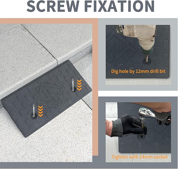 Rubber Curb Ramps for Driveway Sidewalks Shed Entry 2.4 Inch Rise Height 2 Pack 19.68" L x 9.84" W W Threshold Ramp for Cars Motorcycles Lawn Mowers 7000lbs Load Capacity