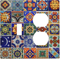 Wallplates Mid Century Talavera Shaped Tiles 1 Toggle 1 Duplex Switch Plate Electrical GFCI Faceplate Decorative Light Switch Covers for Bedroom Bathroom Decor