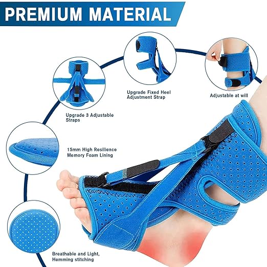 Plantar Fasciitis Night Splint-Upgrade 3 Adjustable Planter Facetious Relief Brace,Plantar Fasciitis Relief Women Men Straps,Support Relief Foot Drop Achilles Tendonitis Day Night(Blue-1PC)