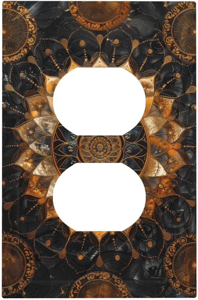 Cool Colorful Mandal Flowers Boho Floral Outlet Covers 1 Gang Duplex Light Switch Cover Decorative Switch Plates Electrical Receptacle Faceplate Wall Plate for Bed Room Living Room Decor