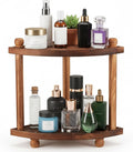 Corner Bathroom Counter Organizer, 2-Tier Bathroom Organizers and Storage, Wooden Makeup Vanity Perfume Organizer Shelf for Kitchen Dresser Countertop
