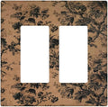 Decorative Outlet Covers Vintage Floral Botanical Brown Background 2 Gang Light Switch Cover Plate Double Rocker Wall Plate Gfci Switch Plate Covers for Bathroom Bedroom Decor